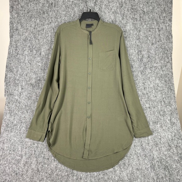 ASOS Smoked Button Up Tunic Shirt Size M Long Sleeve Oversized Casual - Picture 1 of 9